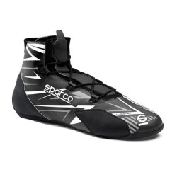 Pantofi FIA Karting Sparco K-Rapid 2025 - Închidere cu dantelă, negru/alb