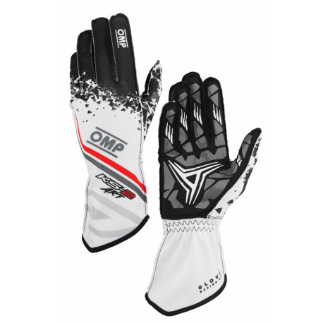 Mănuși Mănuși de curse OMP KS-2 ART my2025 (cusături exterioare) alb/negru/roșu | race-shop.ro