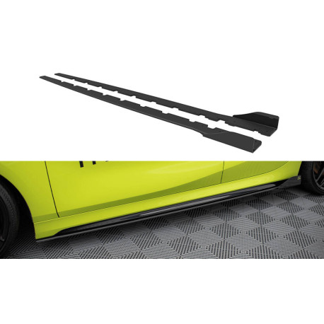 Body kit și tuning vizual MAXTON DESIGN prelungiri praguri pentru BMW 1 F40 M-Pack / M135i, roșu + flapsuri lucioase | race-shop.ro