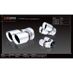 Intrare 3″, două terminații rotunde 3.5″ cu tăietură oblică (Single In, Twin Out)