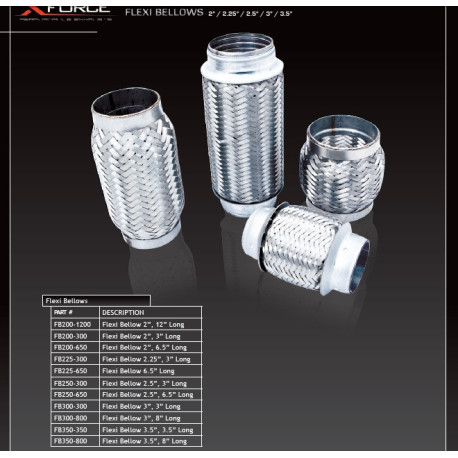 Racorduri evacuare standard (SS201) Exhaust flex pipe 89x200mm, stainless | race-shop.ro