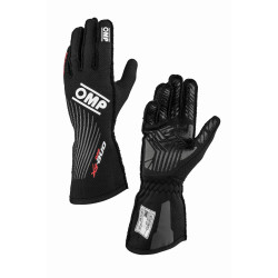 Mănuși de curse cu omologare FIA OMP ONE EVO FX my2026 (cusături exterioare), negru
