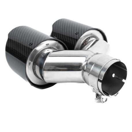 Ornament cu două ieșiri Ornament tobă RACES CARBON 2x89mm, intrare 63.5mm - Lustruit | race-shop.ro