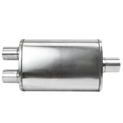 Tobă intermediară inox RACES 56, intrare 2,5" (63mm), ieșire 2,5" (63mm)