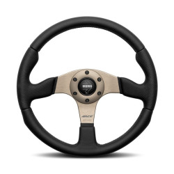 Volan sport cu 3 spițe MOMO RACE 2.0, 320mm, piele, adâncime 40mm, negru/gri