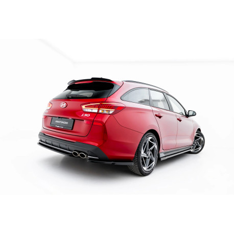 Body kit și tuning vizual MAXTON DESIGN prelungiri laterale bară spate pentru Hyundai I30 N-Line Wagon Mk3 Facelift, negru lucios, V2 | race-shop.ro