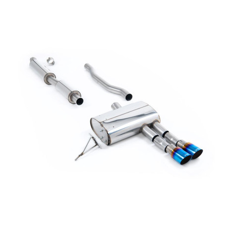 SISTEME DE EVACUARE Milltek evacuare cat-back cu rezonator pentru Mini Cooper S 2.0 Turbo (F55) (fără GPF) 2014+ - tipsuri titan ars/albastru | race-shop.ro