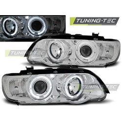 TUNING-TEC faruri (Angel Eyes) pentru BMW X5 E53 09.99-10.03 (H7/H1), crom