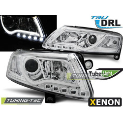 Faruri xenon tube light DRL crom pentru Audi A6 C6 04-08