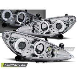 TUNING-TEC faruri (Angel Eyes) pentru PEUGEOT 307 04.01-06.05 (H1), crom
