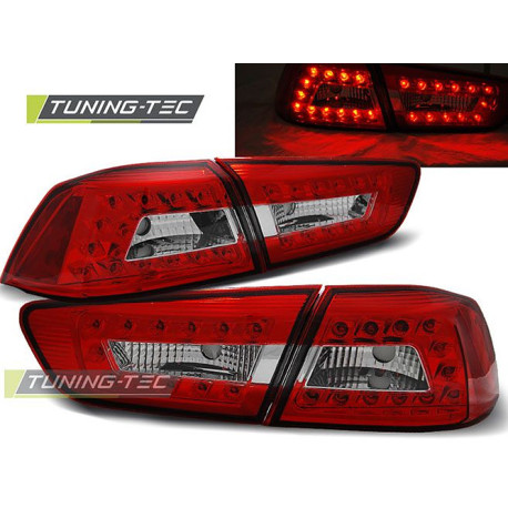 Iluminare auto TUNING-TEC stopuri LED pentru MITSUBISHI LANCER 8 SEDAN 08-11 (LIMOUSINE, fără omologare), roșu-alb | race-shop.ro