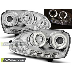 Faruri Angel Eyes crom pentru VW Golf 5 10.03-09