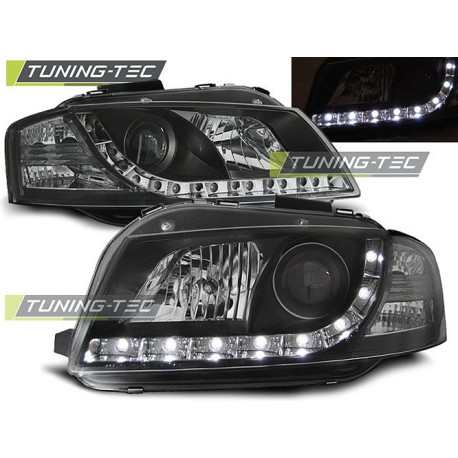 Iluminare auto TUNING-TEC faruri (DRL) pentru AUDI A3 8P 05.03-03.08 (H7/H1), negru | race-shop.ro