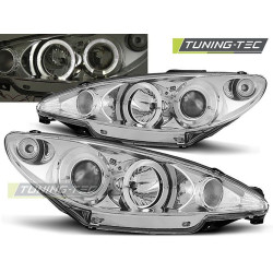 TUNING-TEC faruri (Angel Eyes) pentru PEUGEOT 206 02 (H1), crom