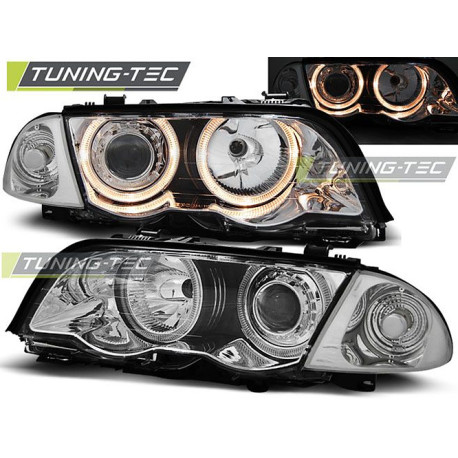 Iluminare auto TUNING-TEC faruri (Angel Eyes) pentru BMW E46 05.98-08.01 S/T (LIMOUSINE, TOURING, H7), crom, V1 | race-shop.ro