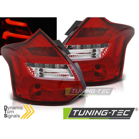 Iluminare auto TUNING-TEC stopuri LED (LED Bar, SEQ) pentru FORD FOCUS 3 11-10.14 HATCHBACK, roșu-alb | race-shop.ro