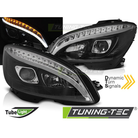 Iluminare auto TUNING-TEC faruri (Tube Light, SEQ) pentru MERCEDES W204 07-10 (H9), negru | race-shop.ro