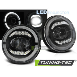 TUNING-TEC faruri (Angel Eyes) pentru CHRYSLER JEEP WRANGLER TJ/ LJ/ JK 96-18 (LED), negru