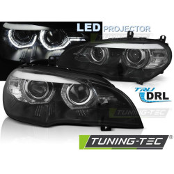 Faruri led Angel Eyes led DRL negru pentru BMW X5 E70 07-13 (xenon stoc)