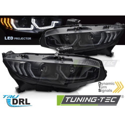 TUNING-TEC faruri LED (DRL, SEQ) pentru HONDA CIVIC X 16-21 (LED, fără omologare), negru