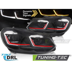 Faruri pentru VW GOLF VI 08-12 (LED-uri LINIE ROȘIE cu DRL secvențial)