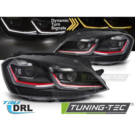 Iluminare auto TUNING-TEC faruri LED (DRL, SEQ) pentru VW GOLF VII 13-17 (H7), roșu | race-shop.ro