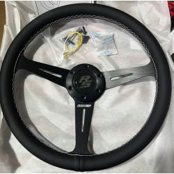 3 spoke steering wheel RACES Stile, 360mm, nappa microfiber, flat, black