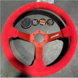 3 spoke steering wheel RACES Colore, 350mm, suede, 90mm offset, red
