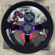Volane sport 3 spoke steering wheel RACES Iridio, 350mm, suede, 90mm offset, black/neochrome | race-shop.ro