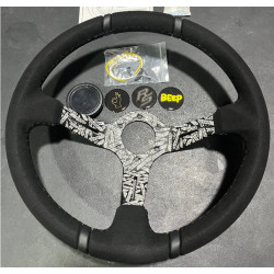 3 spoke steering wheel RACES Inciso, 350mm, microfiber suede, 97mm offset, black