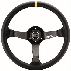 Volan sport cu 3 spițe Sparco R345, 350mm, piele, adâncime 63mm, negru/galben