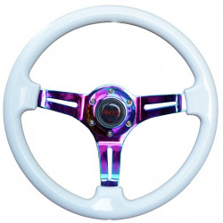 Volan sport cu 3 spițe RACES Neo Alpin, 350mm, silicon, adâncime 47mm, alb/neon