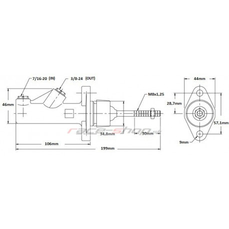 Frâne de mână hidraulice Frână de mână hidraulică RACES basic reglabilă - Cilindru aluminiu 17,8mm | race-shop.ro