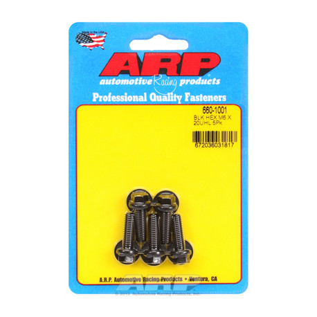 Șuruburi durabile ARP M6 x 1.00 x 20 hex șuruburi oxid negru (5buc) | race-shop.ro
