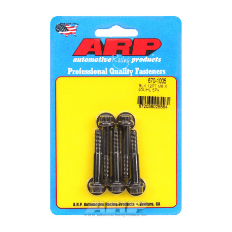 Șuruburi durabile ARP ARP M6 x 1.00 x 40 12pt șuruburi oxid negru (5buc) | race-shop.ro