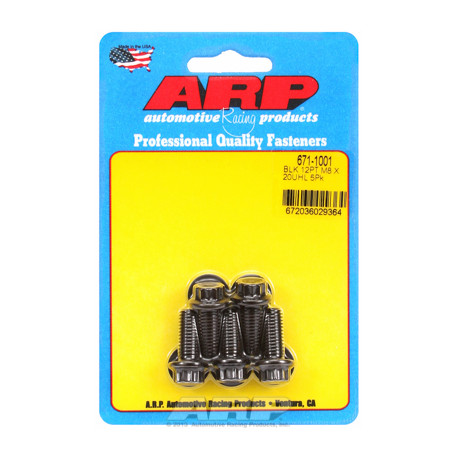 Șuruburi durabile ARP M8 x 1.25 x 20 12pt șuruburi oxid negru (5buc) | race-shop.ro