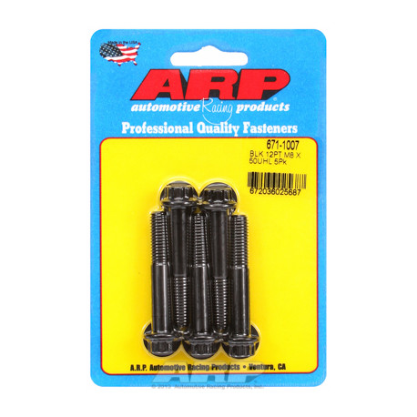 Șuruburi durabile ARP M8 x 1.25 x 50 12pt șuruburi oxid negru (5buc) | race-shop.ro