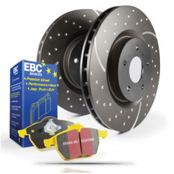 Kit frână față EBC PD13KF013 - Discuri Turbo Grooved + Plăcuțe Yellowstuff