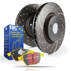 Kit frână față EBC PD13KF359 - Discuri Turbo Grooved + Plăcuțe Yellowstuff