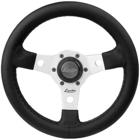 Volane sport Volan sport cu 3 spițe Luisi Nibbio, 320mm, piele ecologică, fără adâncime, negru/argintiu | race-shop.ro