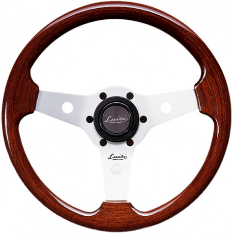 Volane sport Volan sport cu 3 spițe Luisi Imola, 310mm, lemn, fără adâncime, maro/argintiu | race-shop.ro