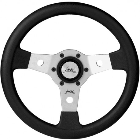 Volane sport Volan sport cu 3 spițe Luisi Falcon, 310mm, poliuretan, fără adâncime, negru/argintiu | race-shop.ro