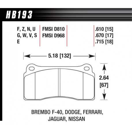 Plăcuțe frână HAWK Performance Plăcuțe frână spate Hawk HB193G.670, Race, min-max 90°C-465°C | race-shop.ro