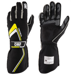Mănuși OMP Tecnica cu FIA (cusătură exterior) negru / galben