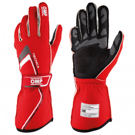 Mănuși Mănuși OMP Tecnica cu FIA (cusătură exterior) roșu | race-shop.ro
