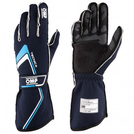Mănuși Mănuși OMP Tecnica cu FIA (cusătură exterior) albastru / cyan | race-shop.ro