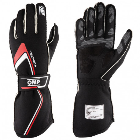 Mănuși Mănuși OMP Tecnica cu FIA (cusătură exterior) negru / roșu | race-shop.ro