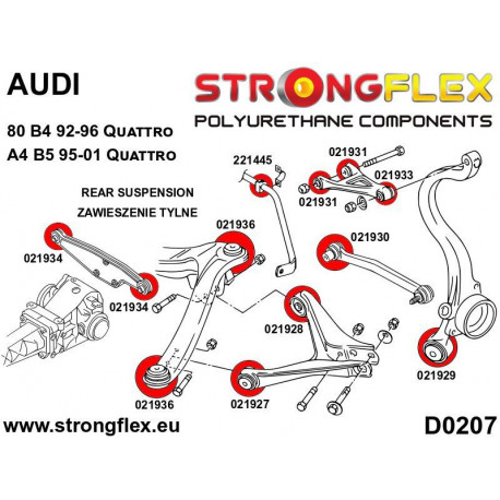 B4 (92-96) Quattro STRONGFLEX - 026217A: Kit bucșe pentru puntea spate SPORT | race-shop.ro