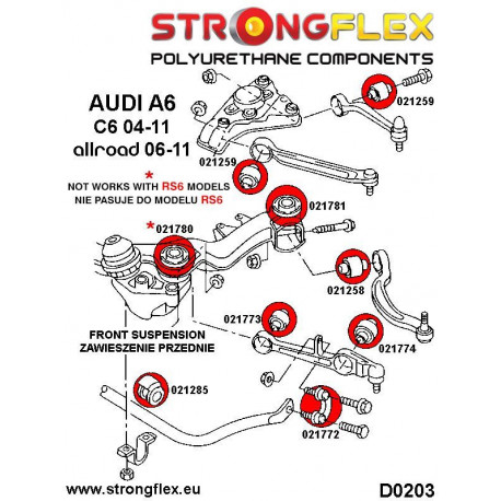 RS6 C6 (04-11) STRONGFLEX - 026211B: Kit de bucșe punte față | race-shop.ro
