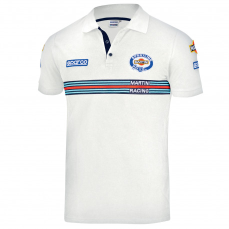 Tricouri Tricou polo pentru bărbați Sparco MARTINI RACING, alb | race-shop.ro